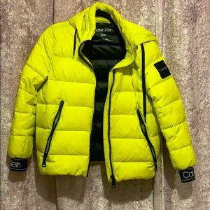 Bright yellow Calvin Klein original puffer jacket